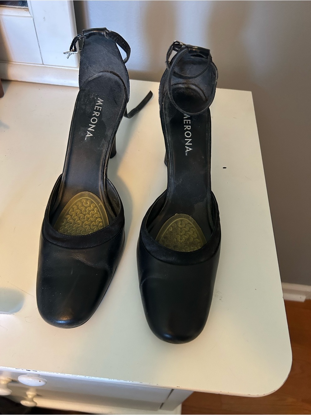 Merona Black Ankle-Strap Closed-Toe Heels